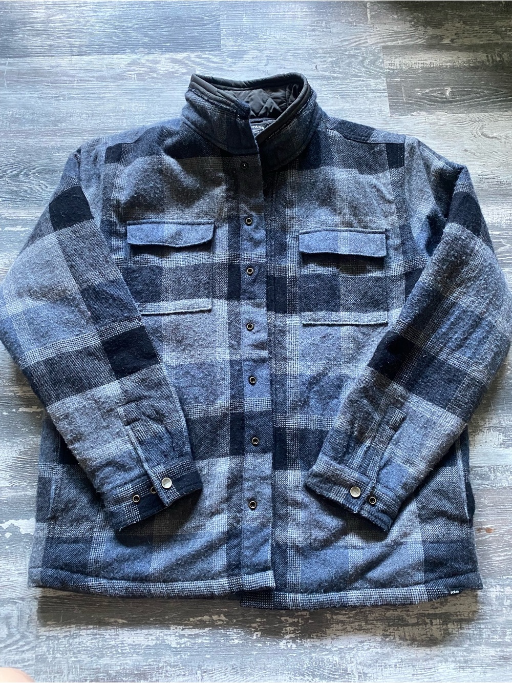 Prana Men's Plaid Shirt Jacket - Gray & Black